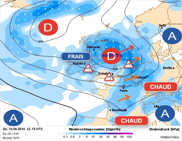 Carte météo Europe du 10/08/2014 à 1812