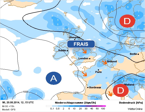 Carte météo Europe du 20/08/2014 à 1812