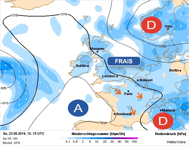 Carte météo Europe du 23/08/2014 à 1812