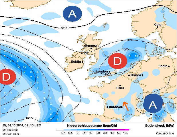 Carte météo Europe du 14/10/2014 à 1812