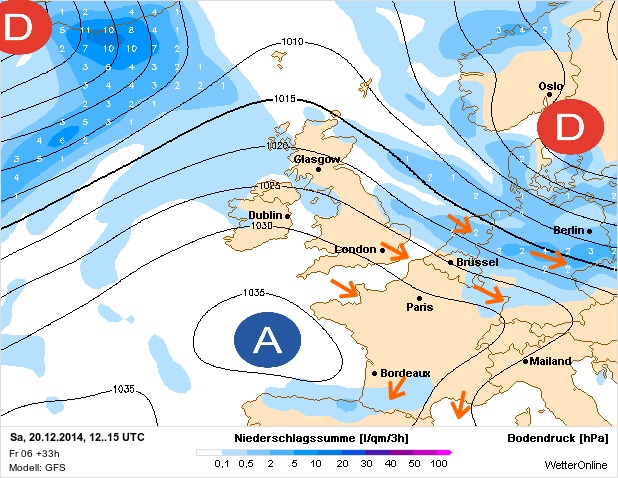 Carte météo Europe du 20/12/2014 à 1812