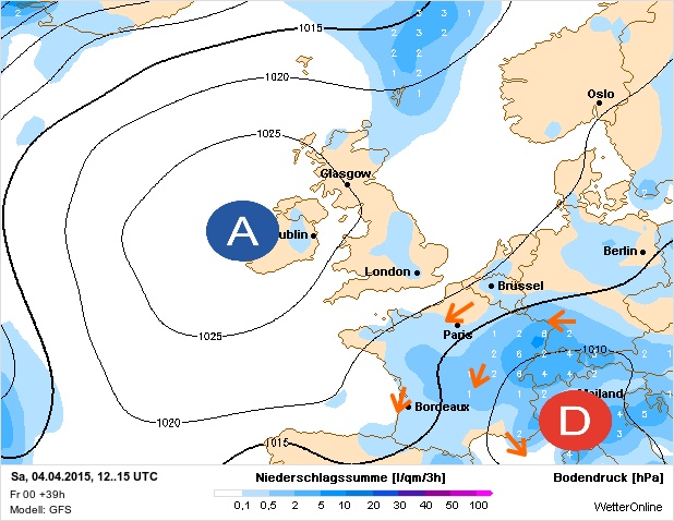Carte météo Europe du 04/04/2015 à 1812