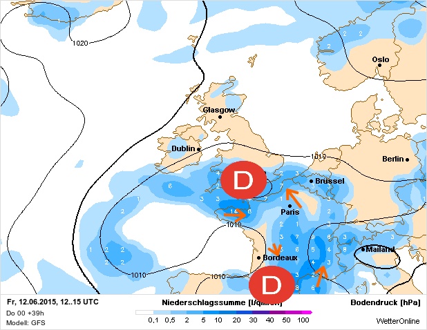Carte météo Europe du 12/06/2015 à 1812