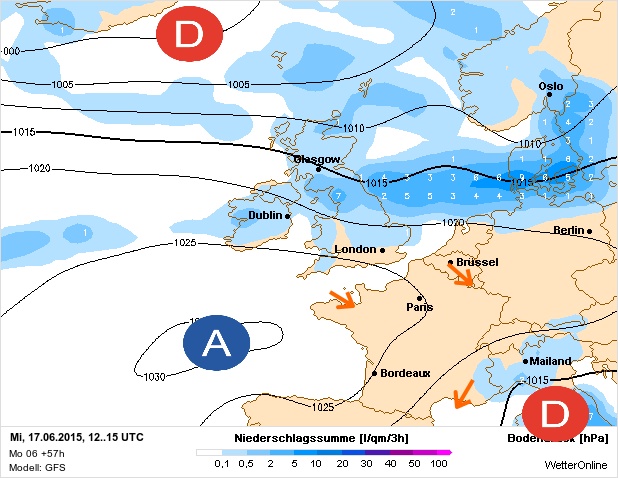 Carte météo Europe du 17/06/2015 à 1812
