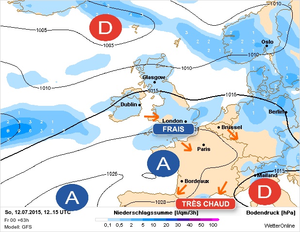 Carte météo Europe du 12/07/2015 à 1812