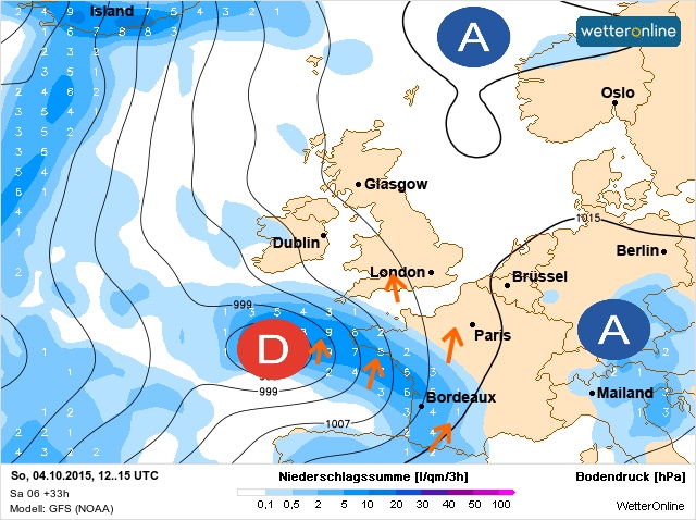 Carte météo Europe du 04/10/2015 à 1812