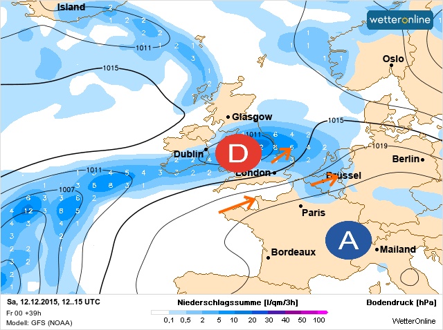 Carte météo Europe du 12/12/2015 à 1812