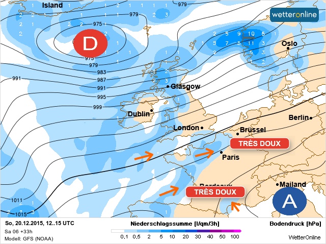 Carte météo Europe du 20/12/2015 à 1812
