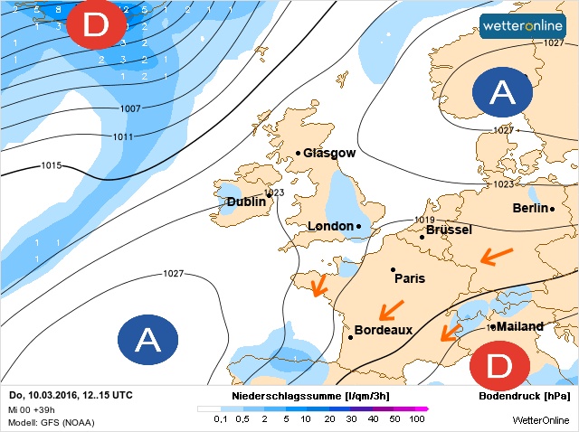 Carte météo Europe du 10/03/2016 à 1812