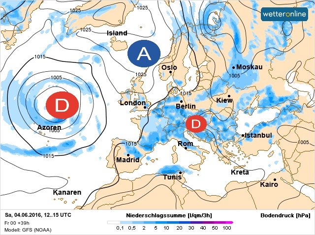 Carte météo Europe du 04/06/2016 à 1812