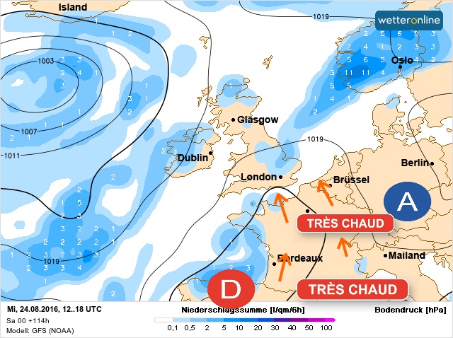Carte météo Europe du 24/08/2016 à 1812