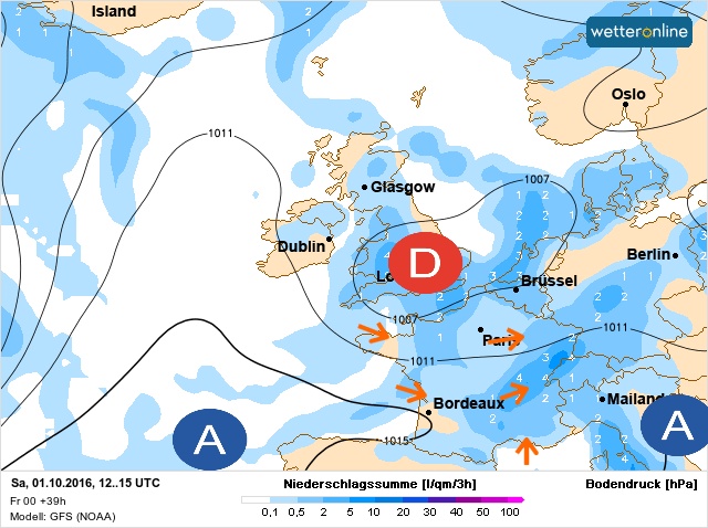 Carte météo Europe du 01/10/2016 à 1812