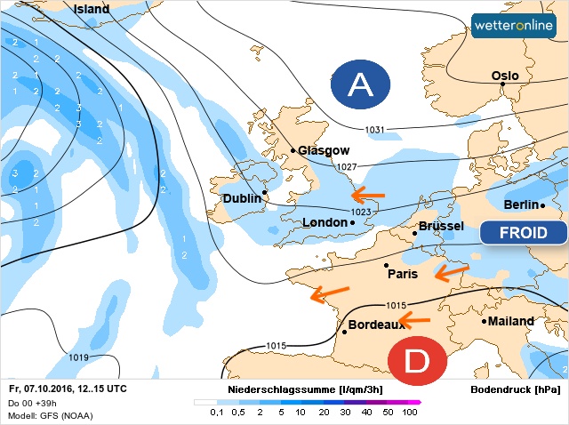Carte météo Europe du 07/10/2016 à 1812