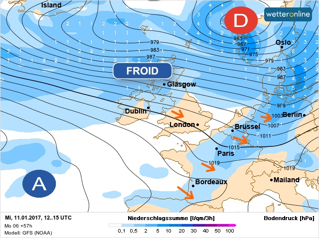 Carte météo Europe du 10/01/2017 à 1812