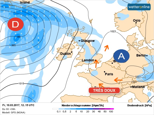 Carte météo Europe du 10/03/2017 à 1812