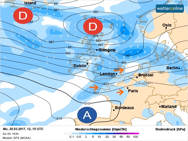 Carte météo Europe du 20/03/2017 à 1812