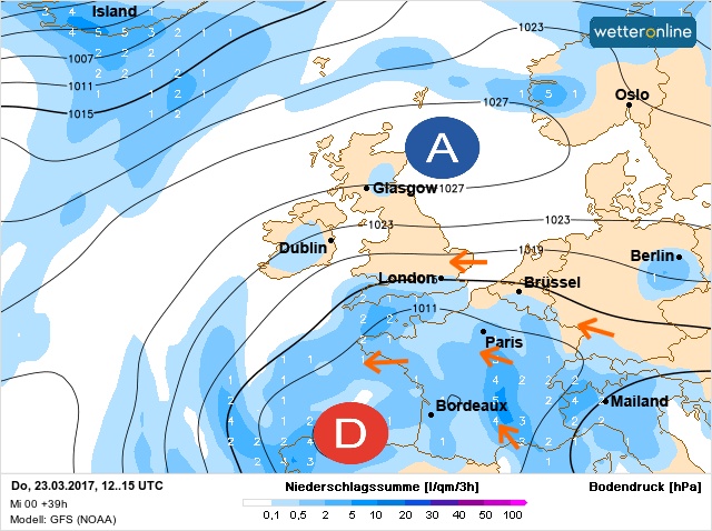 Carte météo Europe du 23/03/2017 à 1812