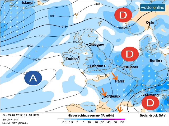 Carte météo Europe du 27/04/2017 à 1812