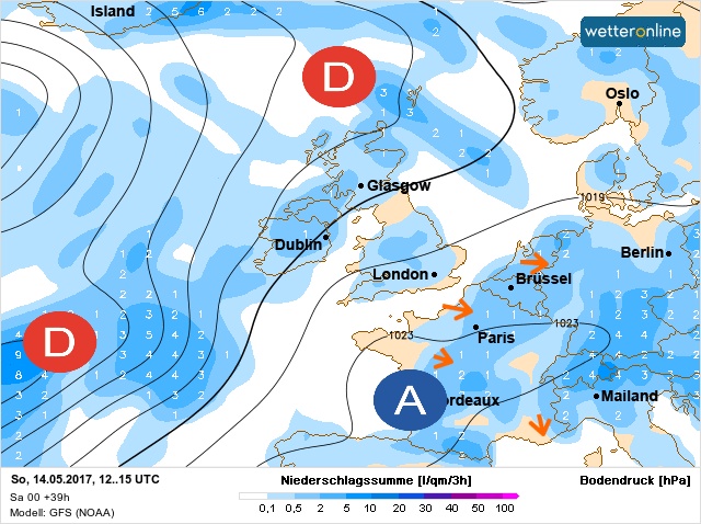 Carte météo Europe du 14/05/2017 à 1812