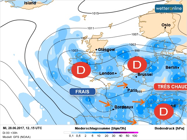 Carte météo Europe du 28/06/2017 à 1812