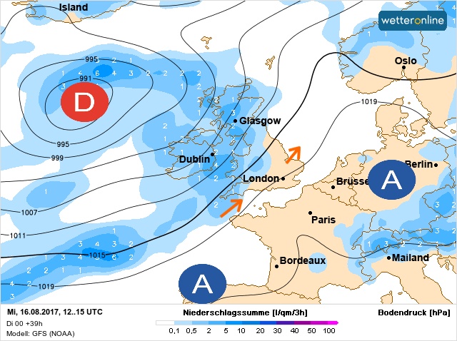 Carte météo Europe du 16/08/2017 à 1812