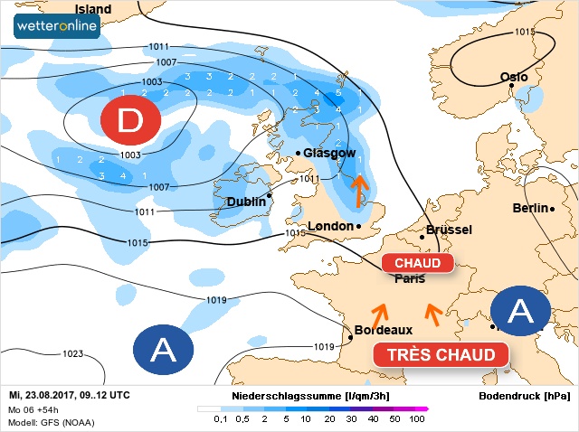 Carte météo Europe du 23/08/2017 à 1812