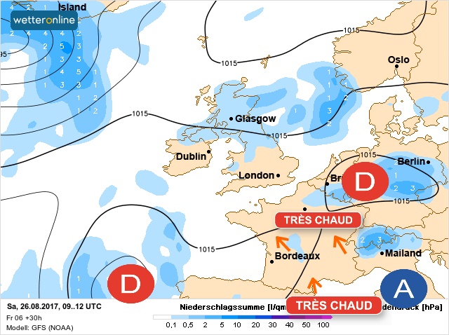 Carte météo Europe du 26/08/2017 à 1812
