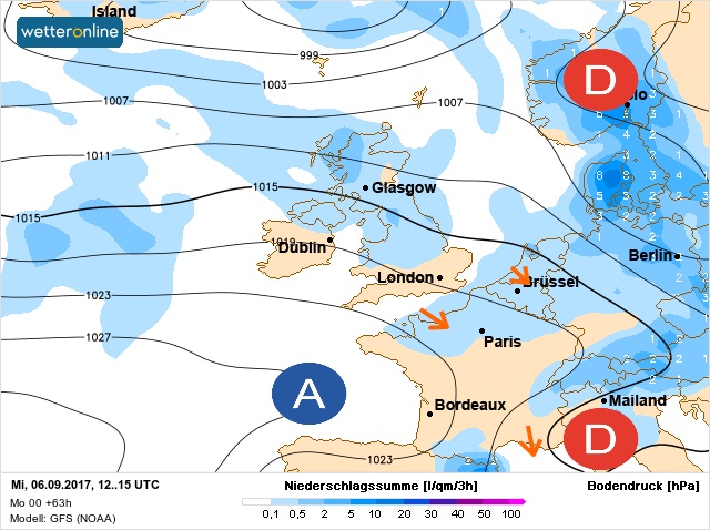 Carte météo Europe du 06/09/2017 à 1812
