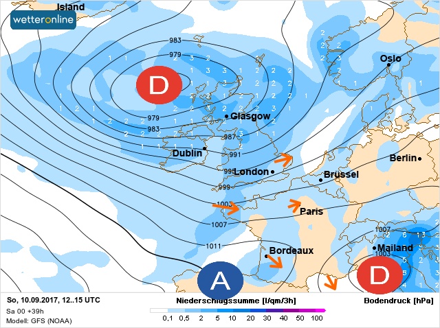 Carte météo Europe du 10/09/2017 à 1812
