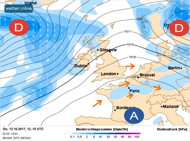 Carte météo Europe du 12/10/2017 à 1812