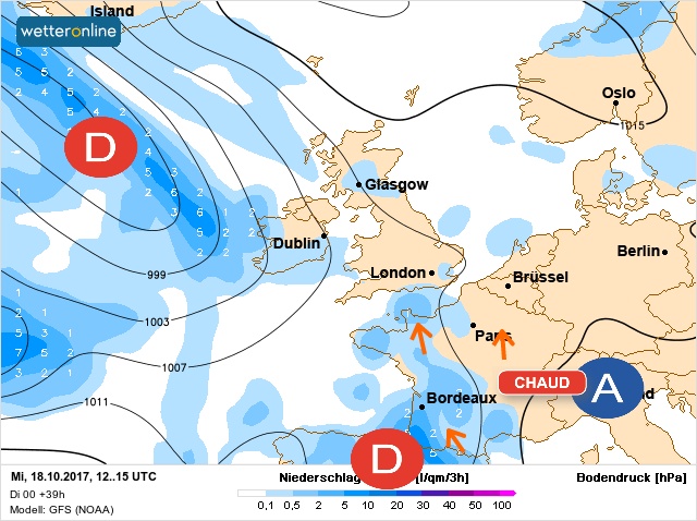 Carte météo Europe du 18/10/2017 à 1812