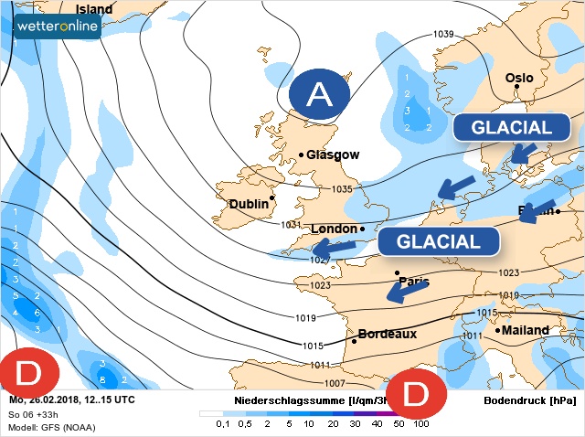 Carte météo Europe du 26/02/2018 à 1812