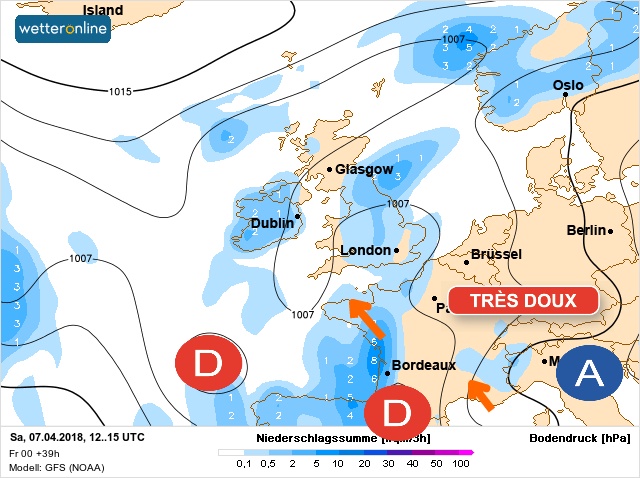 Carte météo Europe du 07/04/2018 à 1812