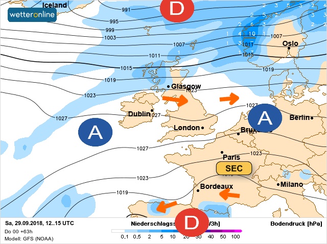 Carte météo Europe du 29/09/2018 à 1812