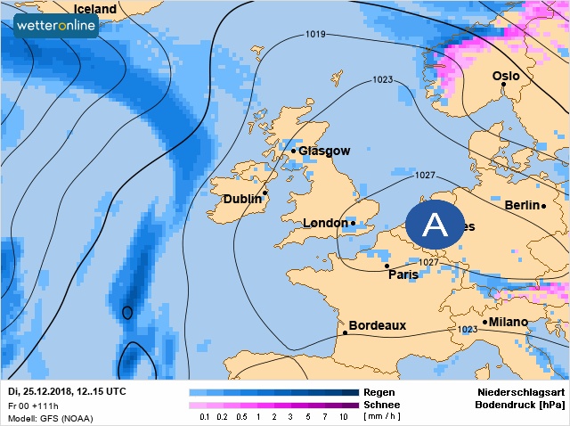 Carte météo Europe du 25/12/2018 à 1812