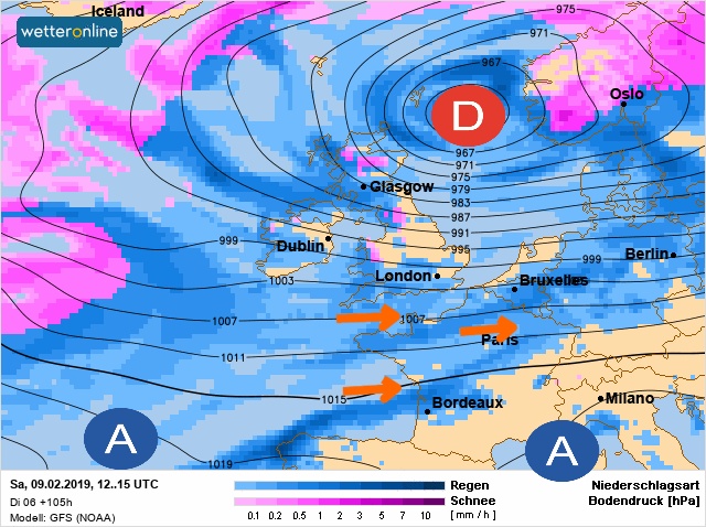 Carte météo Europe du 09/02/2019 à 1812