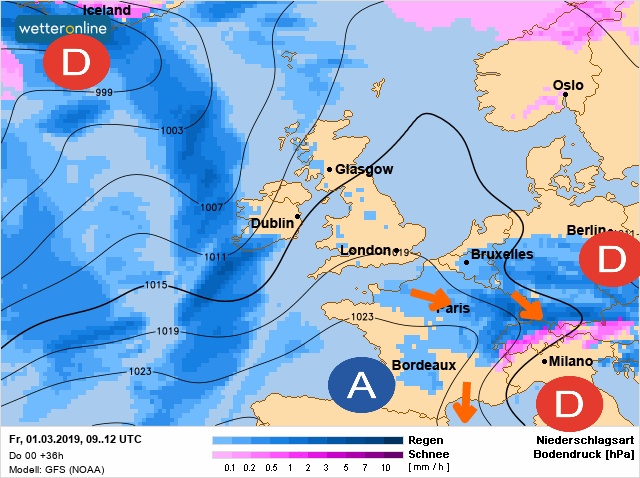 Carte météo Europe du 01/03/2019 à 1812