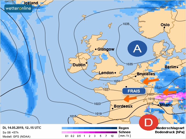 Carte météo Europe du 14/05/2019 à 1812