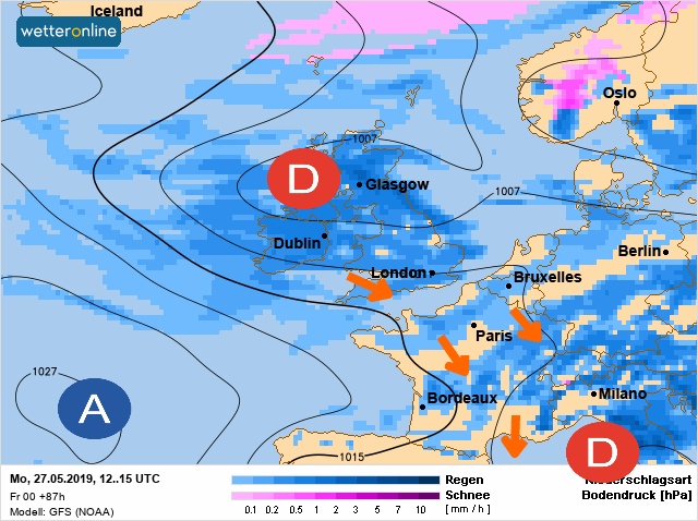 Carte météo Europe du 27/05/2019 à 1812