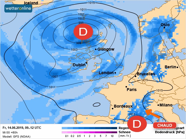 Carte météo Europe du 14/06/2019 à 1812