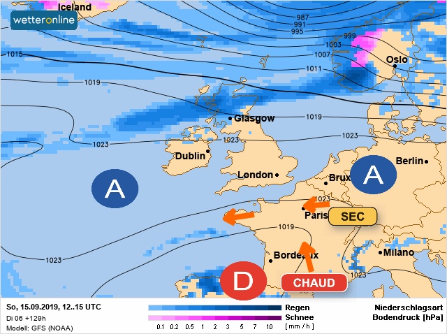 Carte météo Europe du 15/09/2019 à 1812