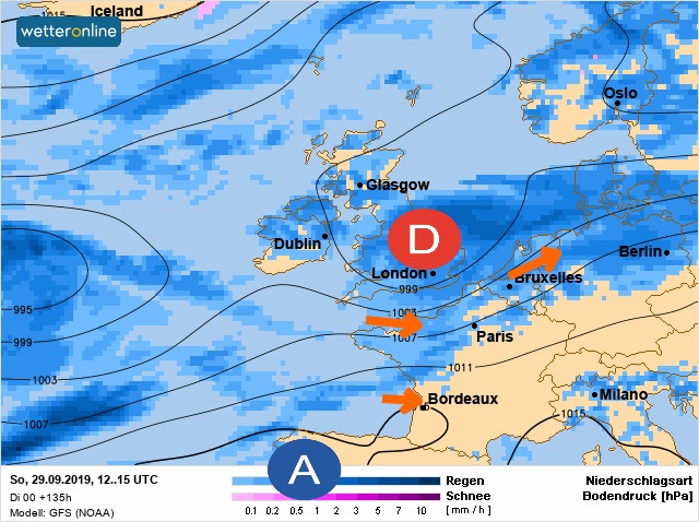 Carte météo Europe du 29/09/2019 à 1812
