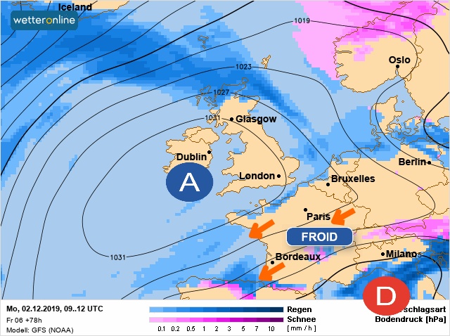 Carte météo Europe du 02/12/2019 à 1812
