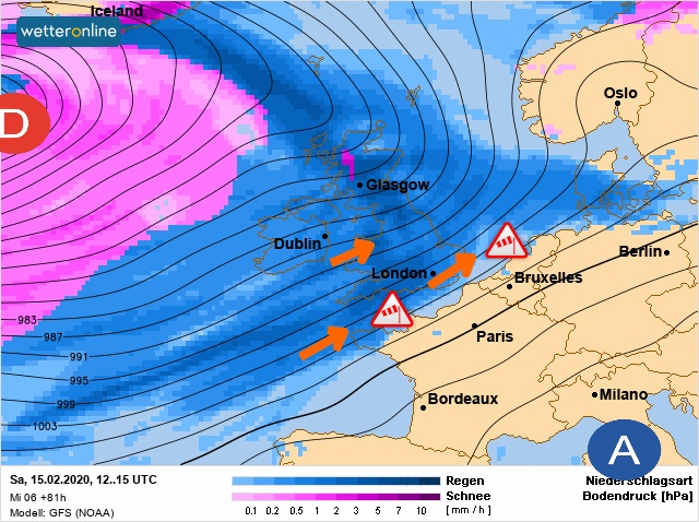 Carte météo Europe du 15/02/2020 à 1812