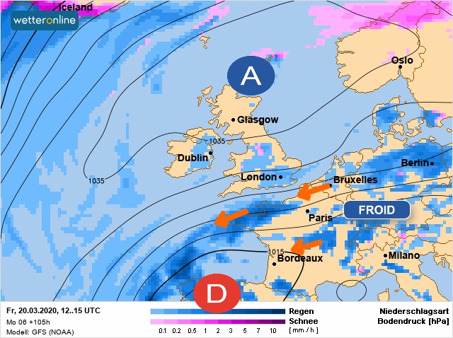 Carte météo Europe du 20/03/2020 à 1812