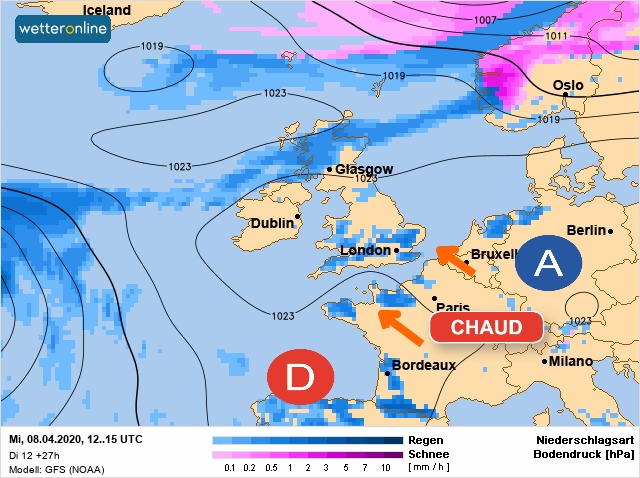 Carte météo Europe du 08/04/2020 à 1812