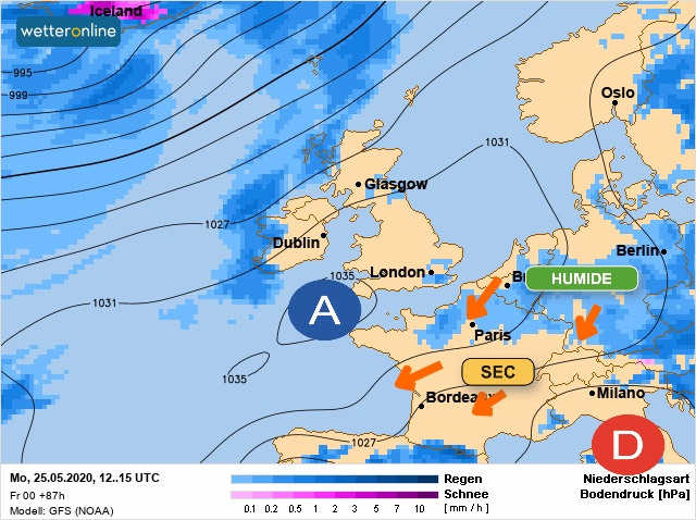 Carte météo Europe du 25/05/2020 à 1812