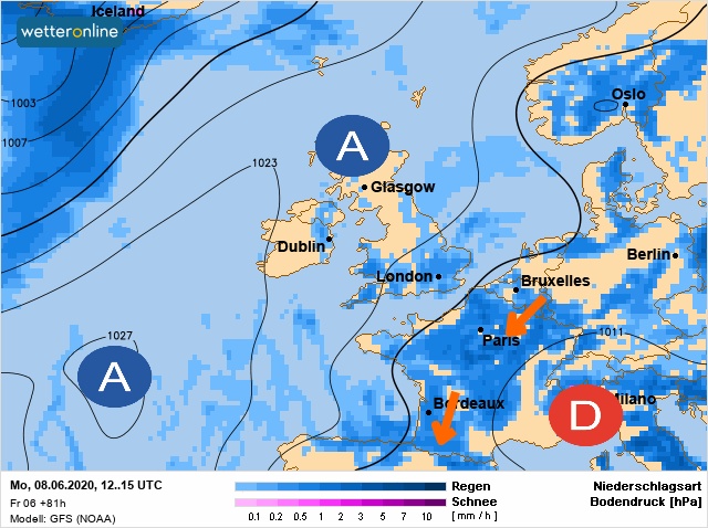 Carte météo Europe du 08/06/2020 à 1812