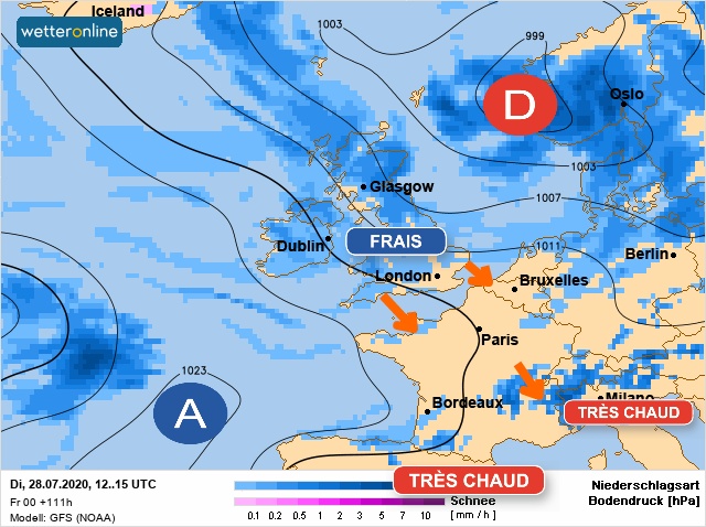 Carte météo Europe du 28/07/2020 à 1812