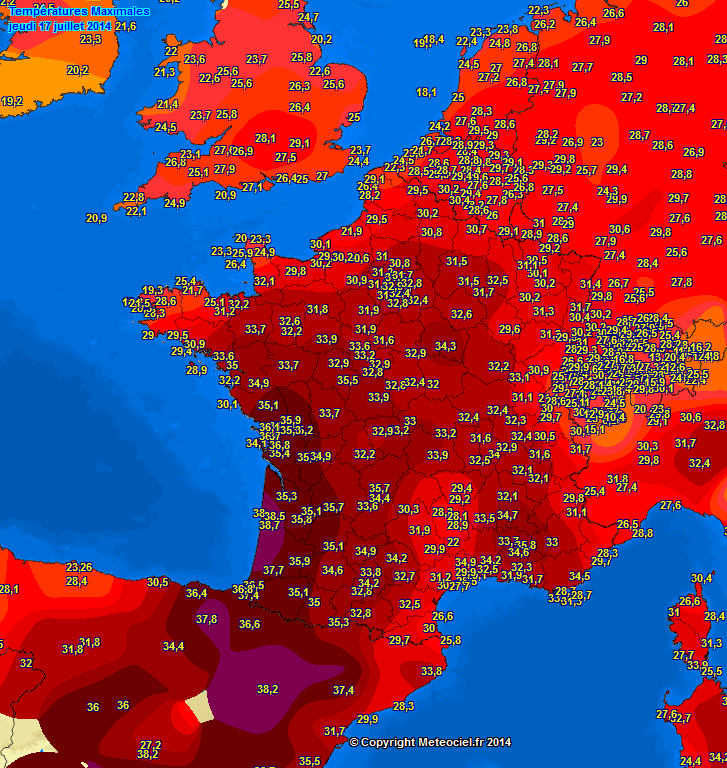 Image d'illustration pour Synthèse de l'épisode de forte chaleur du 17 au 19 juillet 